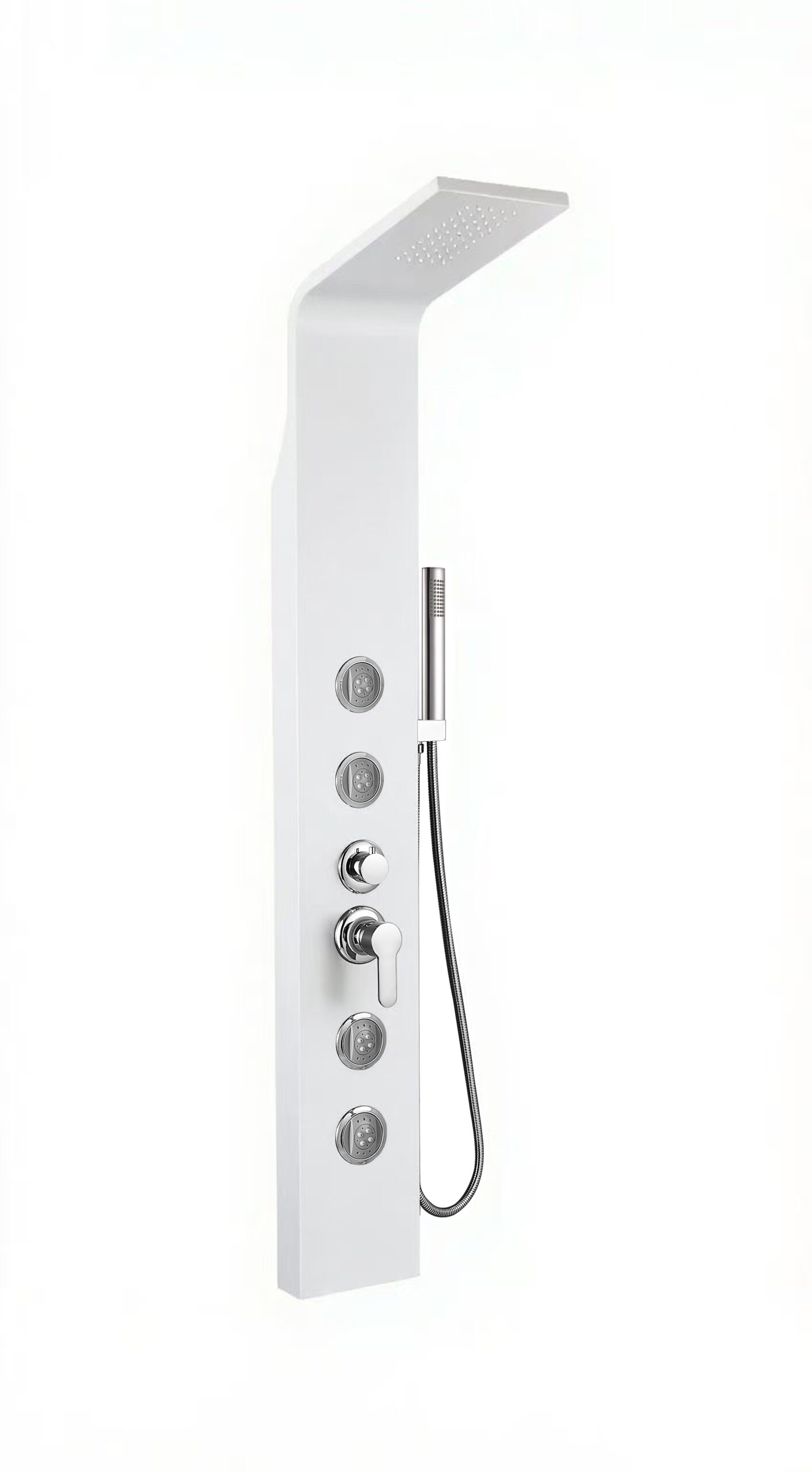 Columna ducha KELVIN 1500x200 acero inox 4 jets blanco mate
