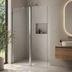 Mampara Verona plus 195x(64+54) trans. perfil bril con tiran